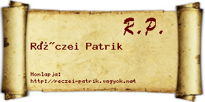 Réczei Patrik névjegykártya